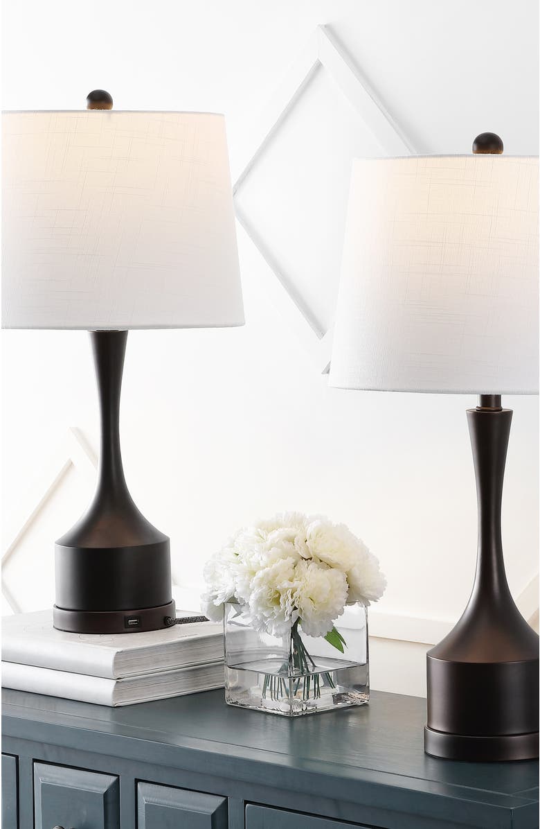 JONATHAN Y Cooper 26" Classic French Country Iron LED Table Lamp with USB Charging Port, Alternate, color, Oil Rubbed Bronze