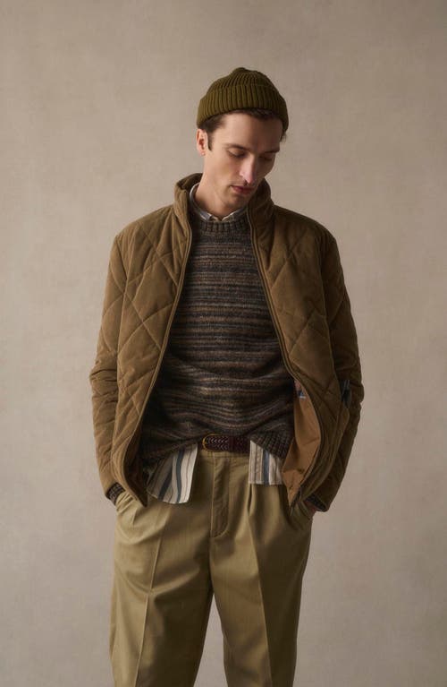 Shop Barbour Pateley Stripe Wool Blend Crewneck Sweater In Charcoal