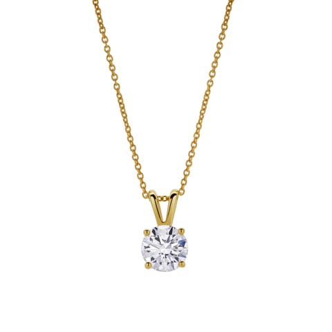 Lucent 14K Gold Round Lab Grown Diamond Pendant - 1 Ct
