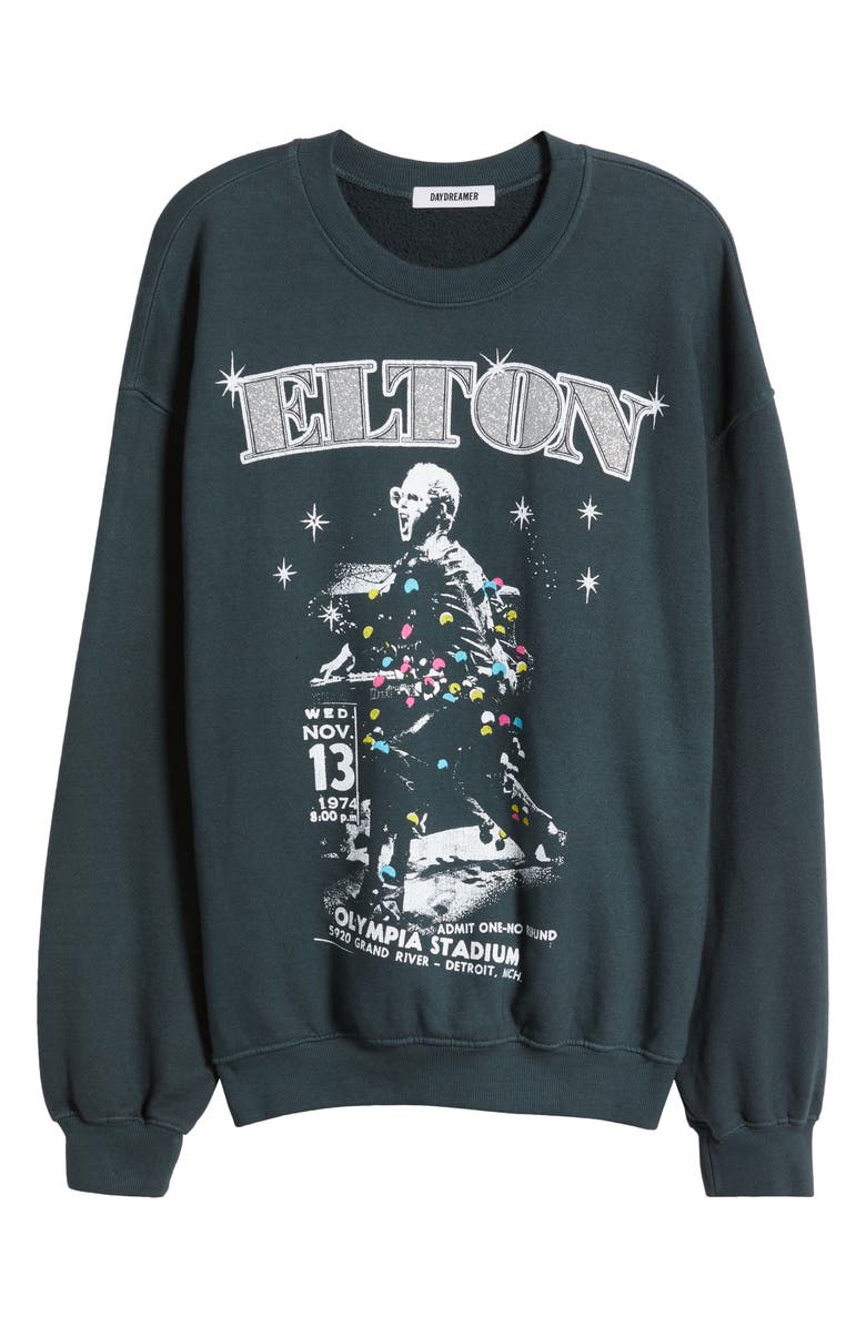 Daydreamer Elton John Olympia Cotton Graphic Sweatshirt, Alternate, color, Vintage Black
