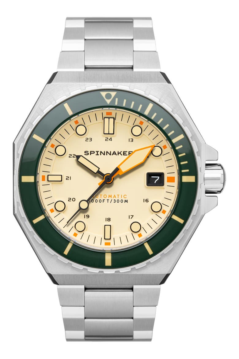 Dumas Automatic Bracelet Watch, 44mm, Main, color, CREAM/ SILVER