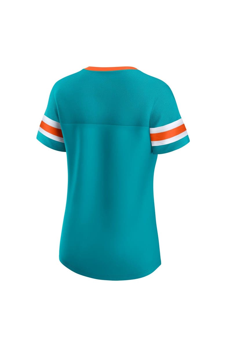 FANATICS Women's Fanatics Aqua Miami Dolphins Bling Athena Lace-Up Top, Alternate, color,