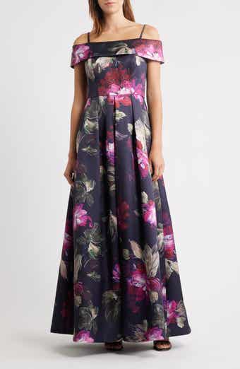 Eliza J Floral Off-the-Shoulder Gown
