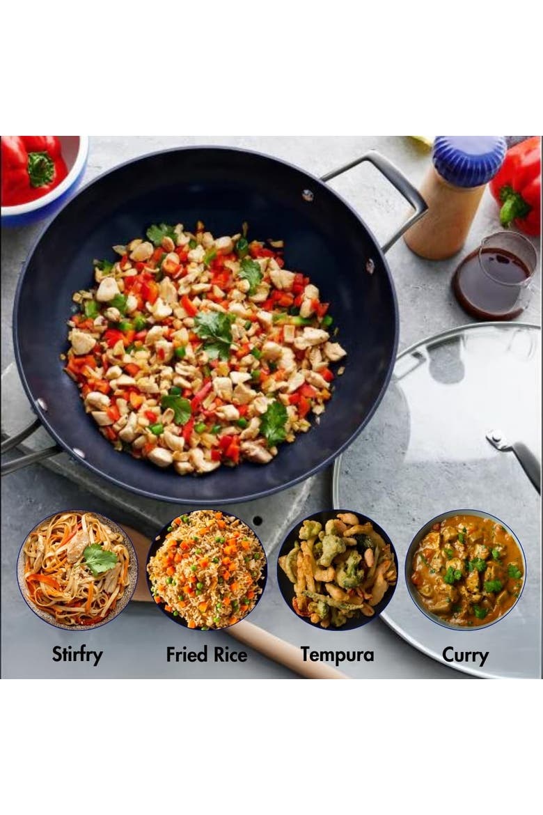 12.6 inch Wok with Lid, Alternate, color, Black