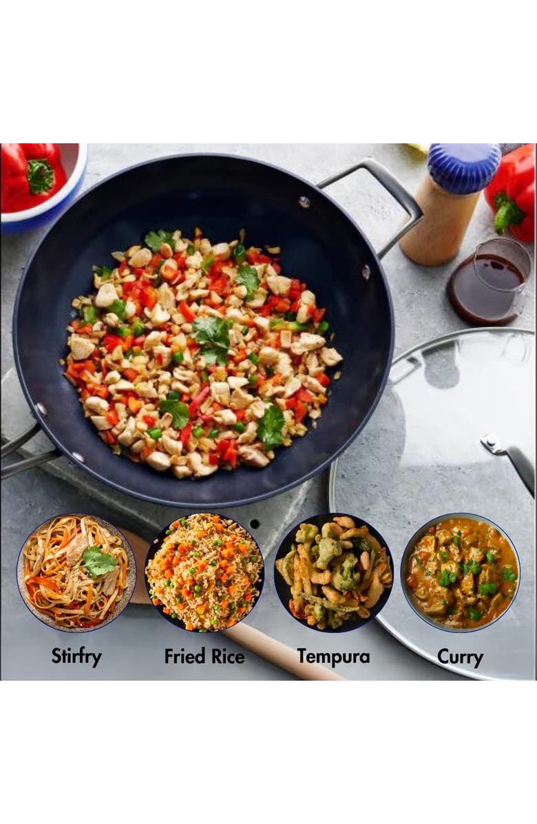 Blu. 12.6 inch Wok with Lid, Alternate, color, Black