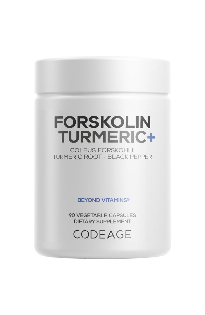 Codeage Forskolin Turmeric Supplement + Turmeric & Black Pepper, Main, color, White