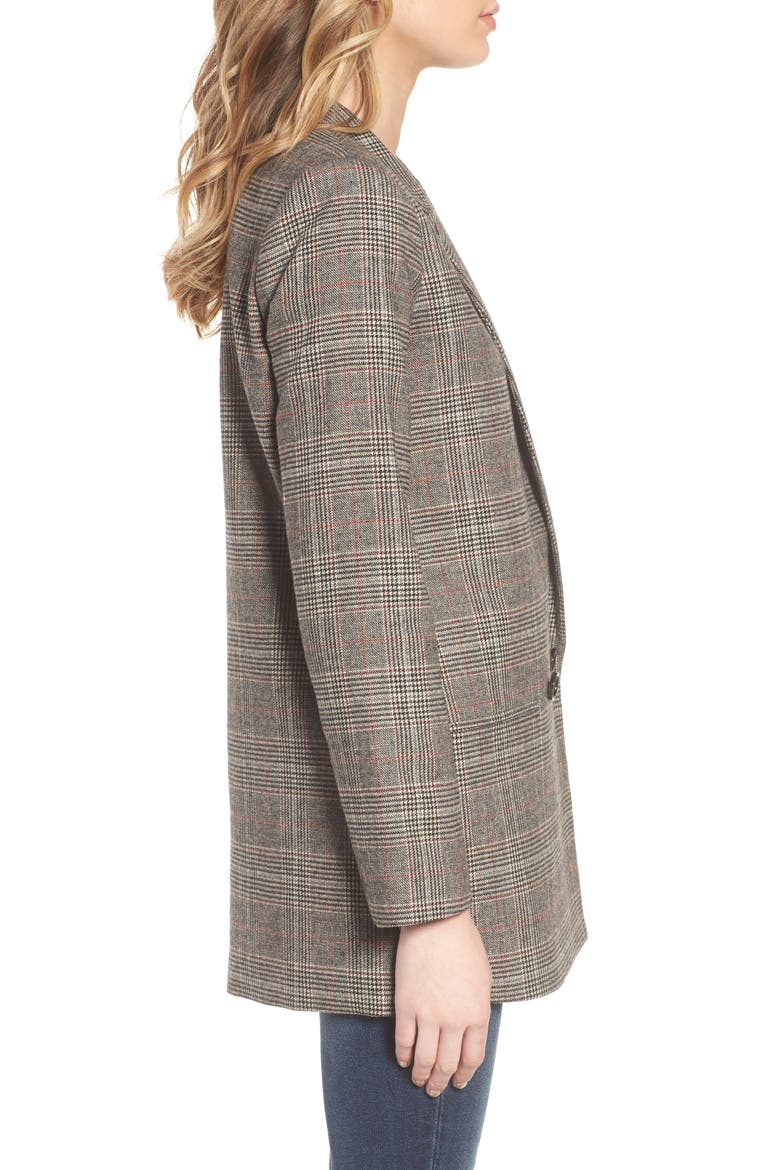 Oversize Plaid Blazer, Alternate, color, B BROWN PLAID