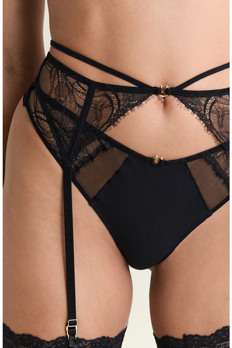 Vertige Porte Jartelles Garter Belt, Alternate, color, BLACK
