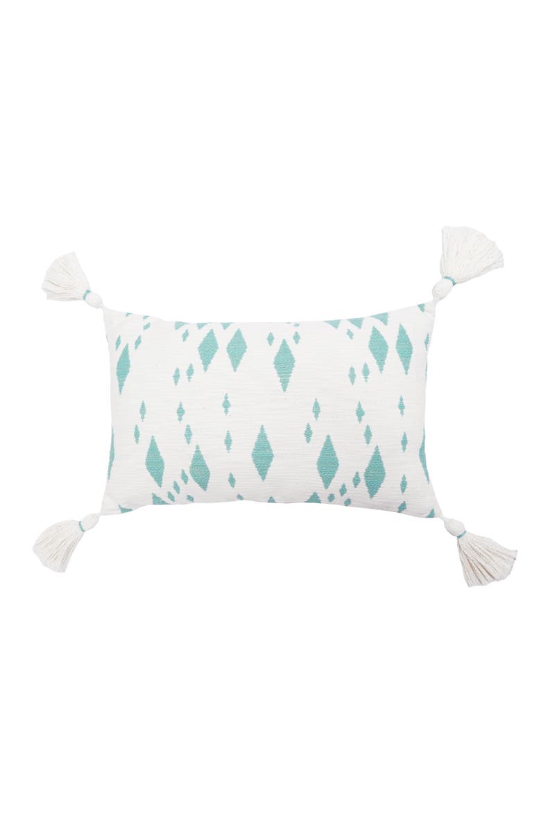 carol & frank Granby Surf Rectangle Oblong Woven Decorative Accent Pillow, w/ Tassels, Main, color, Green