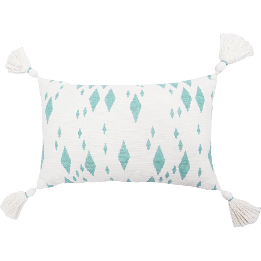 Carol & Frank Granby Surf Rectangle Oblong Woven Decorative Accent Pillow, W/ Tassels In Blue