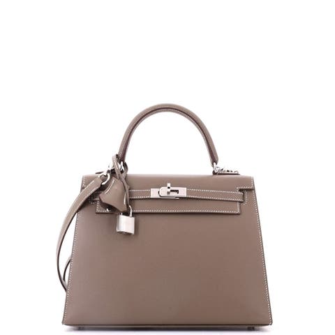 Kelly Handbag Grey Madame with Palladium Hardware 25