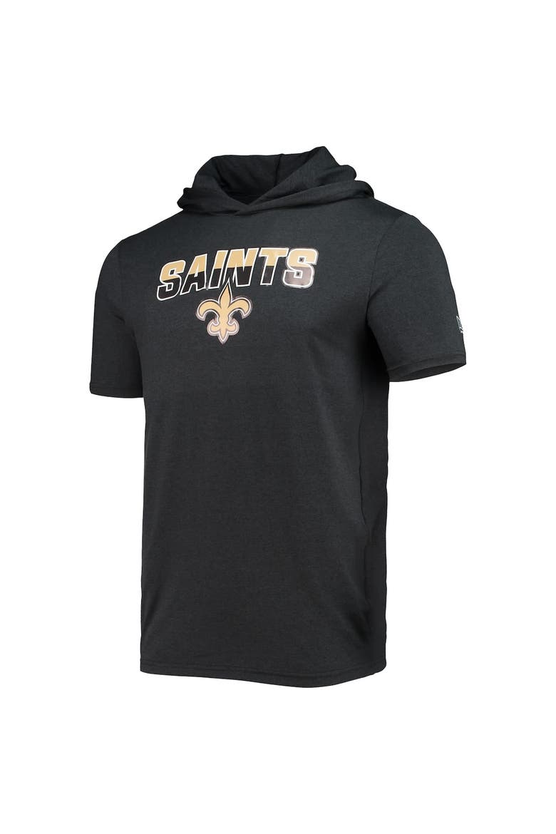 Men's New Era Heathered Black New Orleans Saints Team Brushed Hoodie T-Shirt, Alternate, color, Black