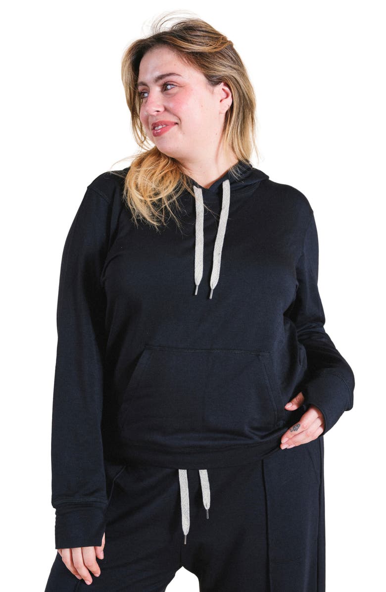 POPLINEN Plus Betty Modal Hoodie, Main, color, Black