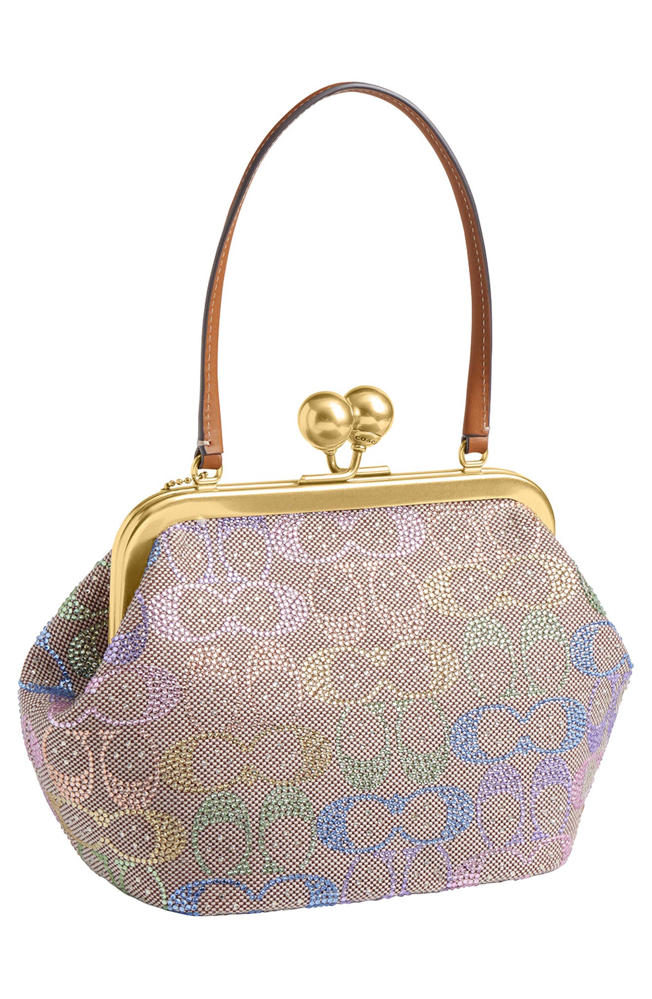 COACH Signature Crystal Jacquard & Leather Kisslock Frame Bag, Alternate, color, 