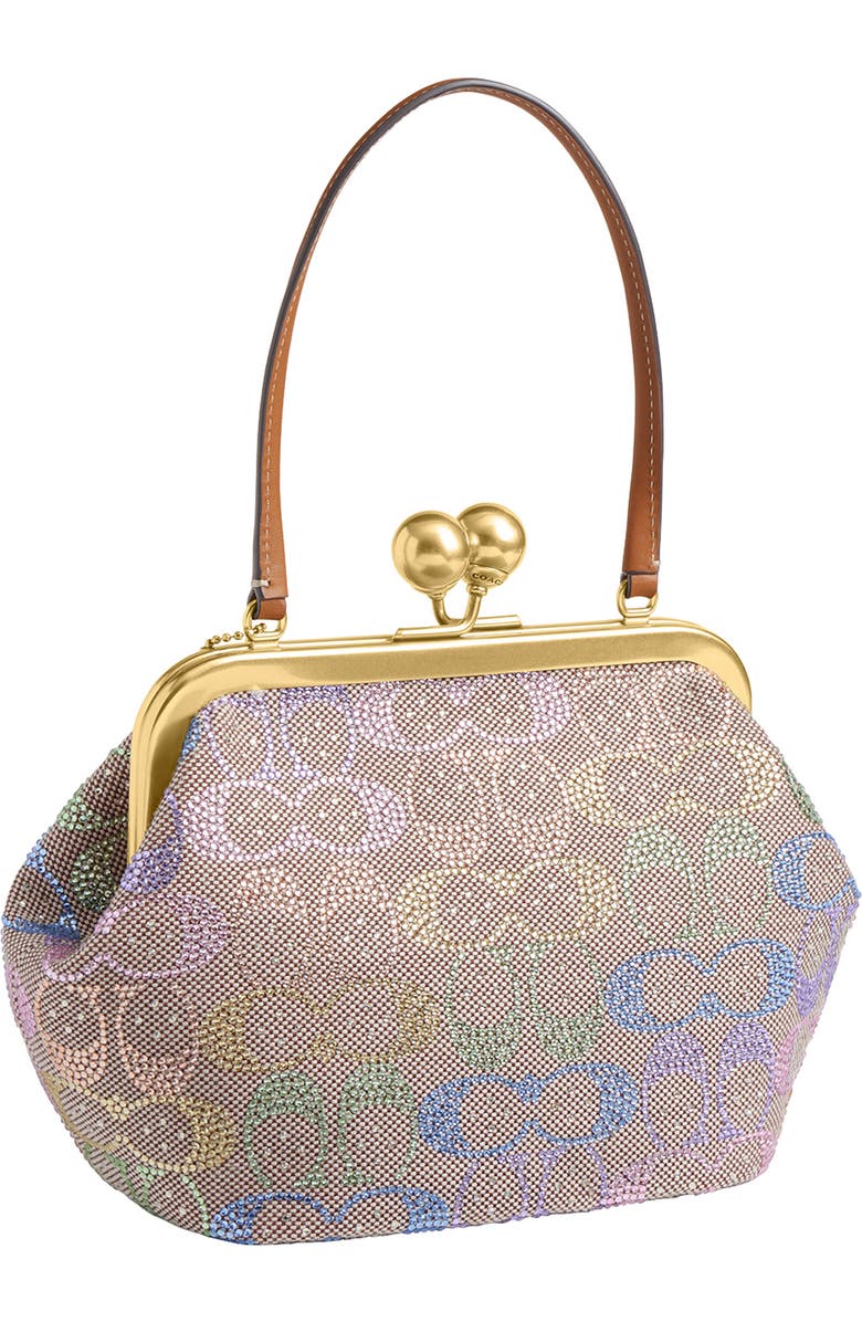 COACH Signature Crystal Jacquard & Leather Kisslock Frame Bag, Alternate, color,