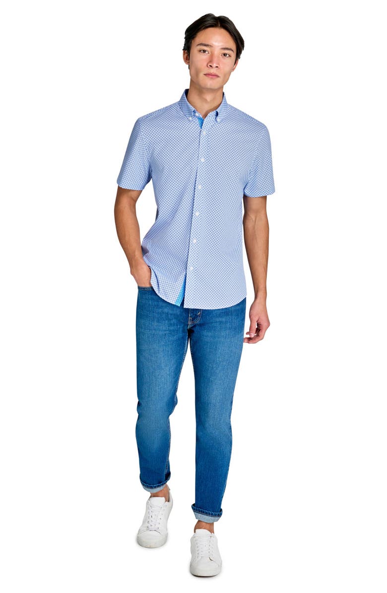 CONSTRUCT Slim Fit Mini Barrel Recycled 4-Way Stretch Performance Short Sleeve Shirt, Alternate, color, 