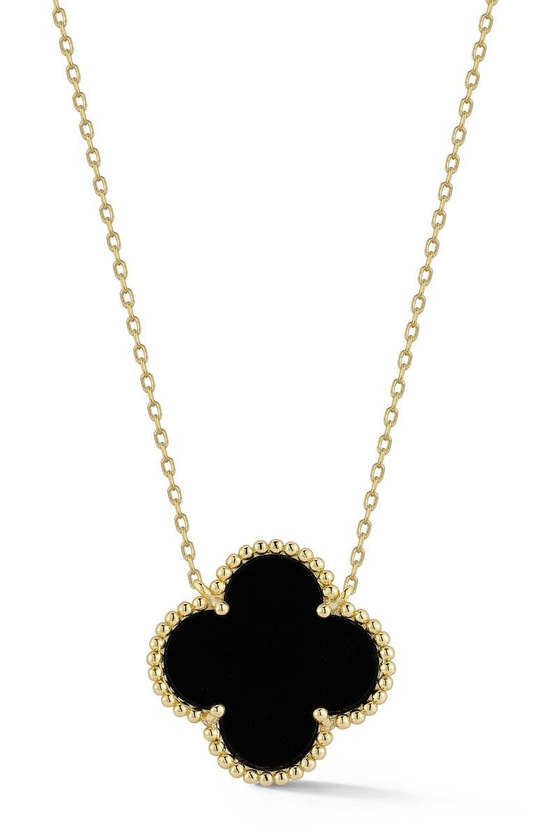 CHLOE AND MADISON Onyx Clover Pendant Necklace, Main, color, 
