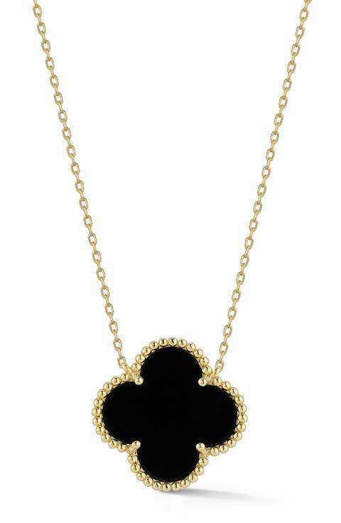 Onyx Clover Pendant Necklace