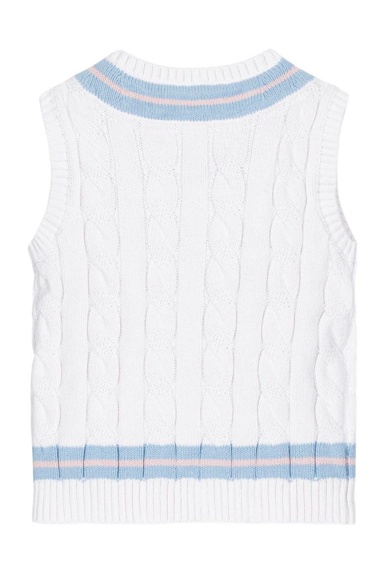 Baby Boys' V-Neck Sweater Vest, Infant, Alternate, color, White with Blue and Pink