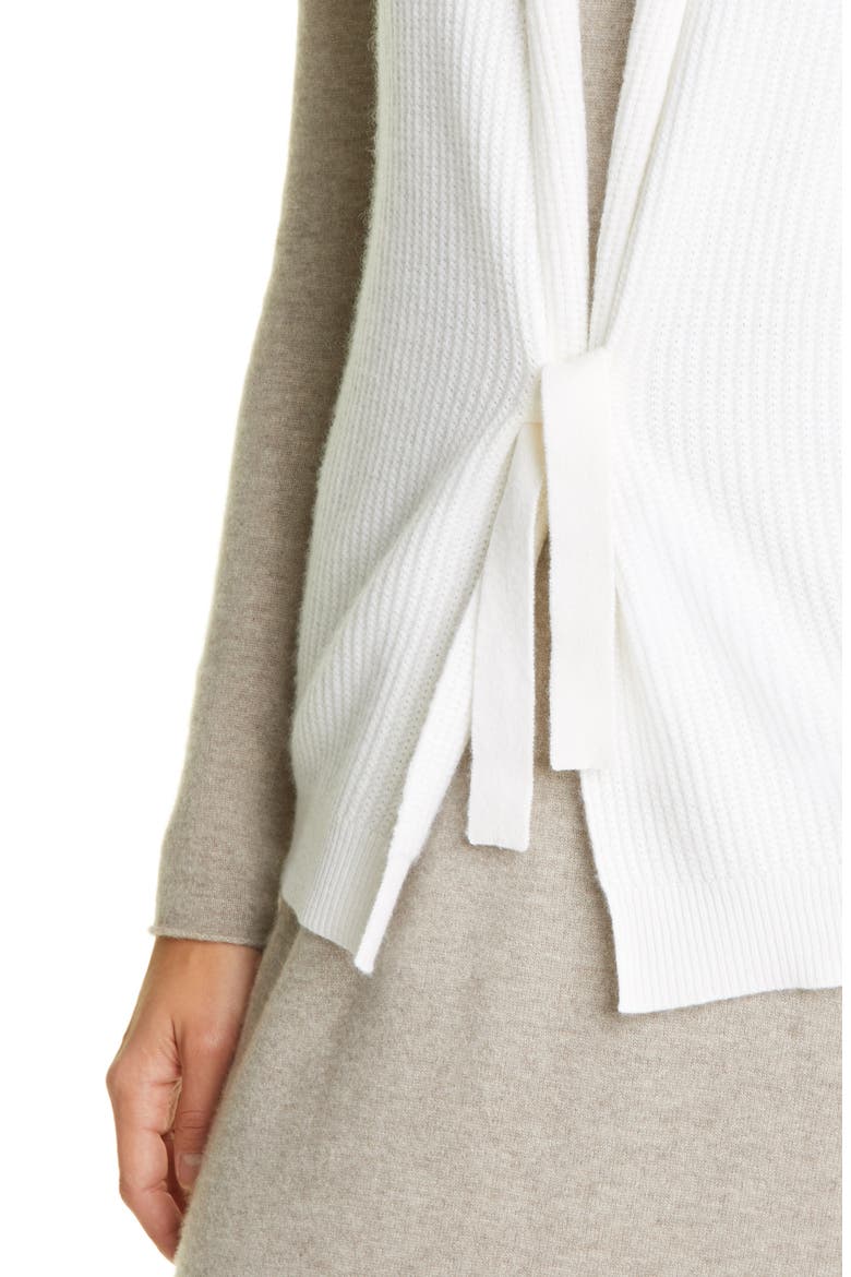 Rib Tie Front Sweater Vest, Alternate, color, FLEUR DE SEL