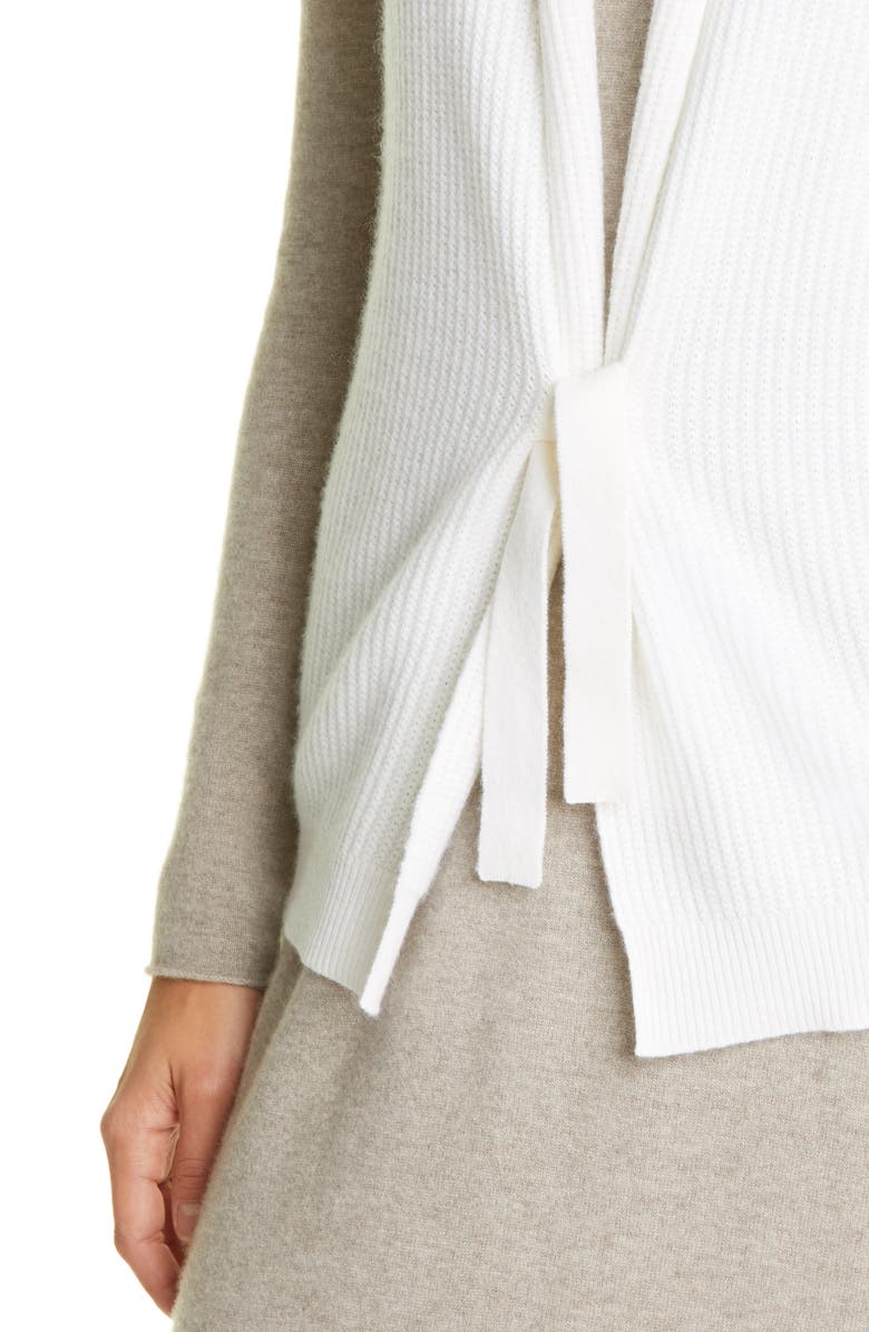 Allude Rib Tie Front Sweater Vest, Alternate, color,