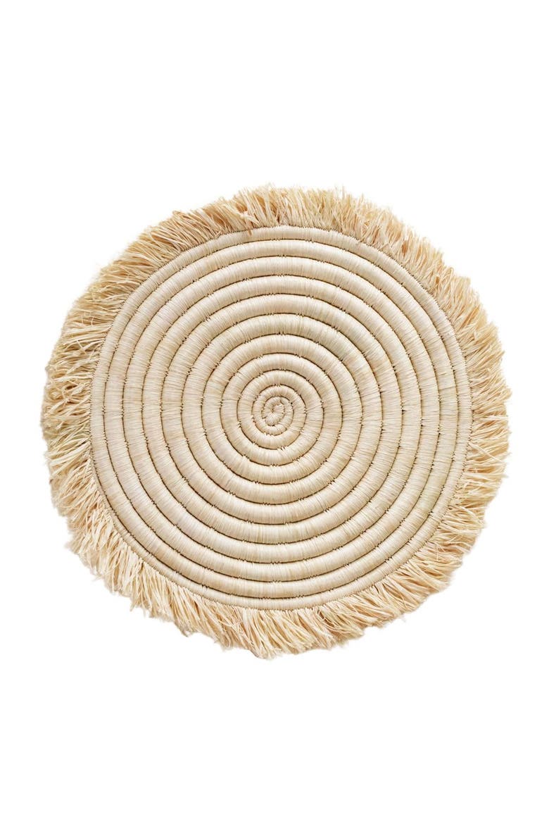 Raffia Fringe Placemat, Main, color, Natural raffia fibers