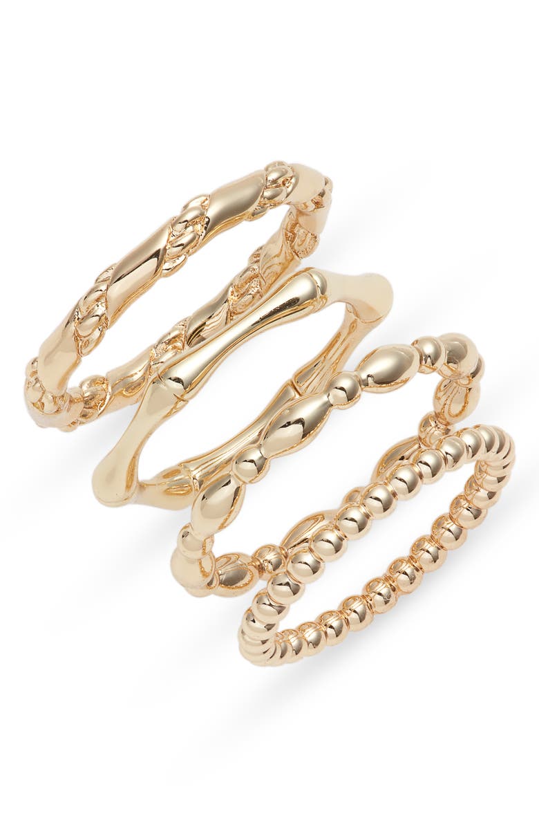 Nordstrom Set of 4 Assorted Stacking Rings, Main, color, Gold