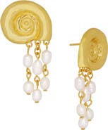 Ottoman Hands Waterproof Shell Pearl Beaded Stud Earrings