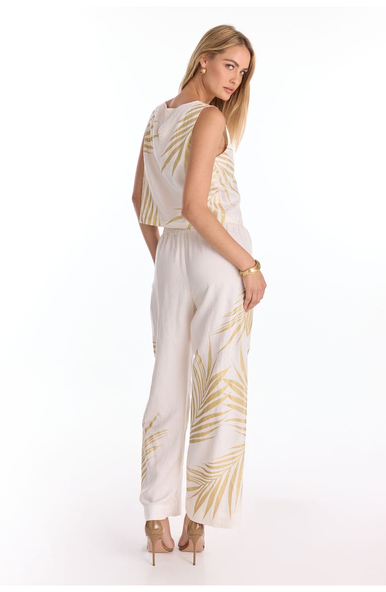 The Noli Shop Sola Linen Pant, Alternate, color, Gold Palm
