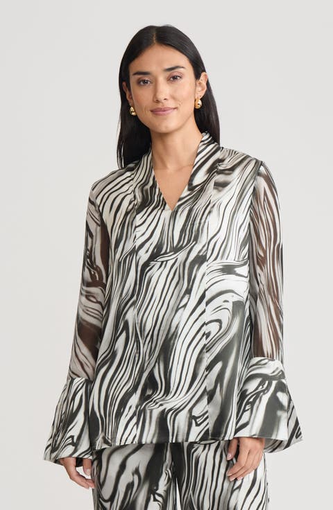 Marble Print Silk Tunic