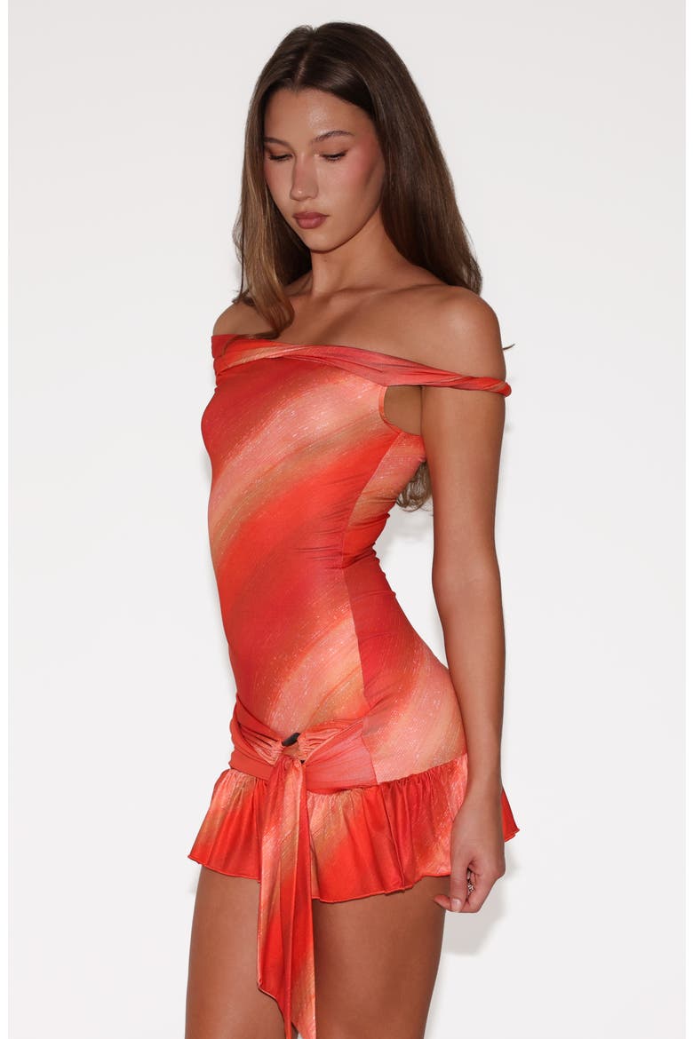 Haelo Off the Shoulder Minidress, Alternate, color, SUNRISE GLITTER STRIPE