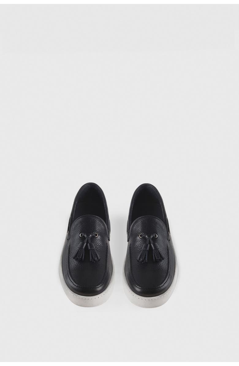 Furniq UK Casual Genuine Leather Tassel Loafers, Alternate, color, Navy Blue