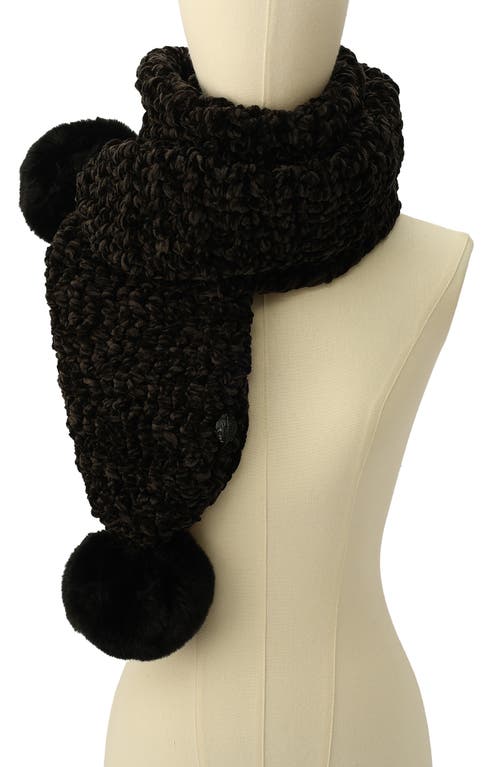 Kurt Geiger London Chunky Chenille Pompom Scarf In Black