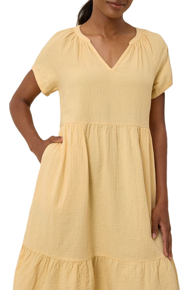 Pact Organic Cotton Coastal Double Gauze Breezy Dress, Alternate, color, Sungold