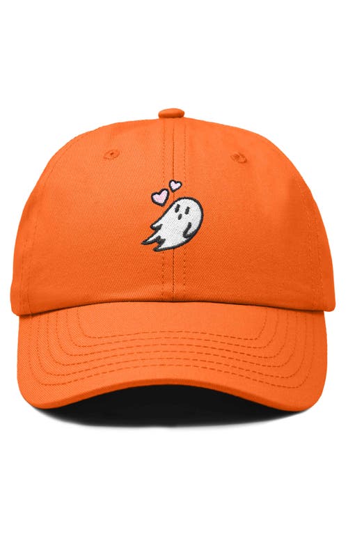 Dalix Heartly Ghost Embroidered Cap In Orange