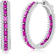 SIMONA CZ & Lab-Grown Stone Hoop Earrings