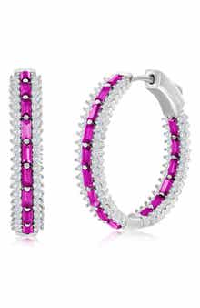 SIMONA CZ & Lab-Grown Stone Hoop Earrings