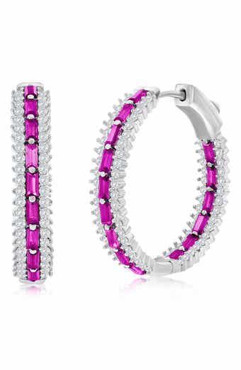 CZ & Lab-Grown Stone Hoop Earrings