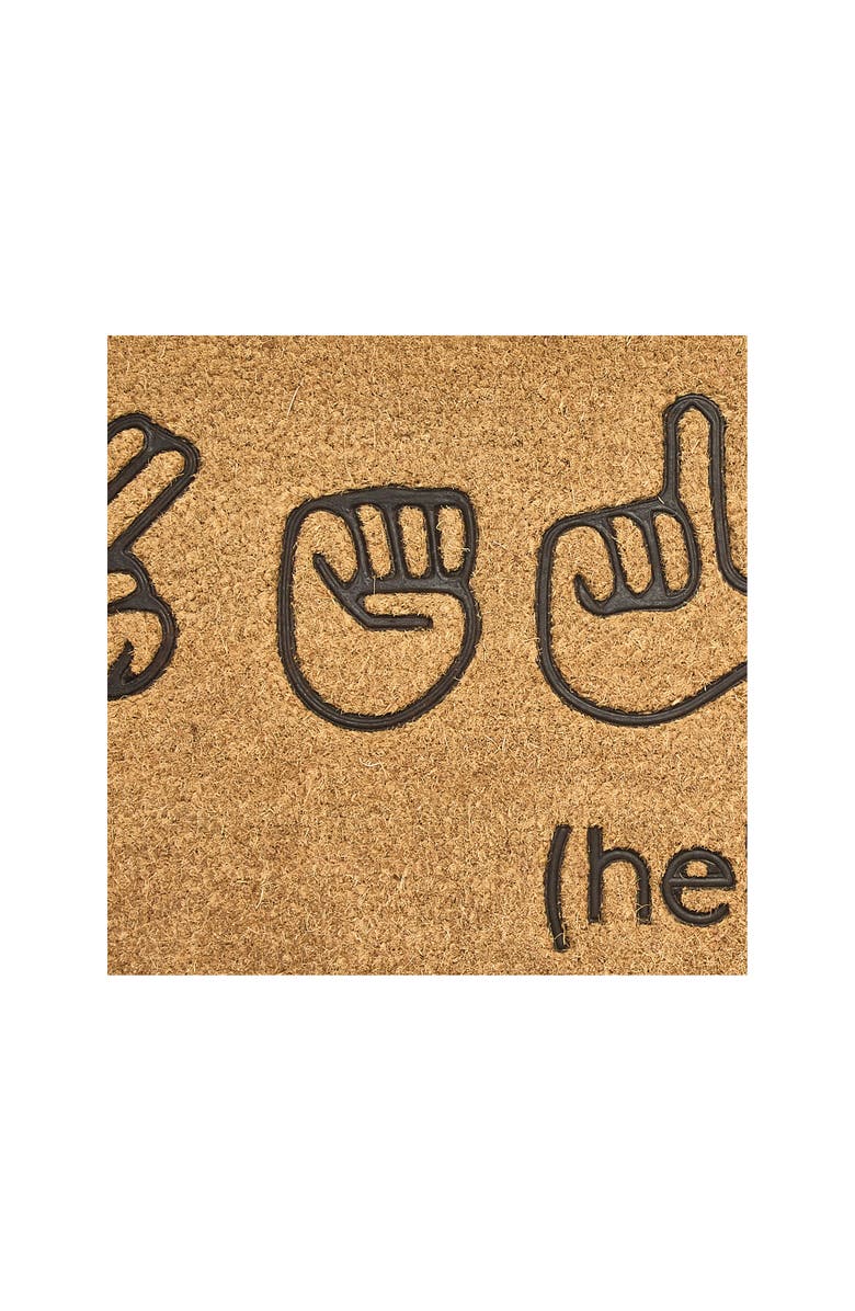mDesign American Sign Language ASL Hello Coir Doormat, Natural/Black, Alternate, color, Natural