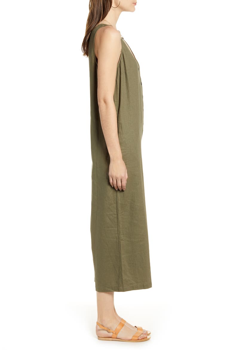 Button Front Jumpsuit, Alternate, color, OLIVE BURNT
