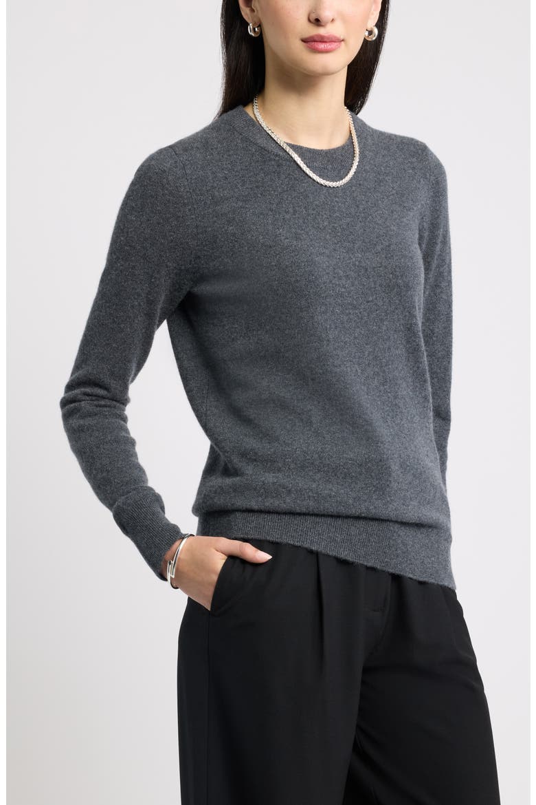 Cashmere Crewneck Sweater, Alternate, color, GREY DARK CHARCOAL