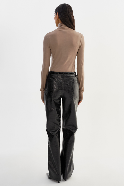 Lamarque Freja | Faux Leather Croco Pants In Black
