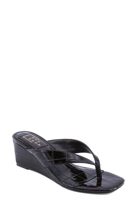 Jackie Croc Embossed Wedge Sandal