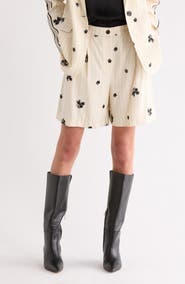 NVLT Floral Embroidered Pinstripe Shorts