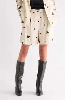 NVLT Floral Embroidered Pinstripe Shorts