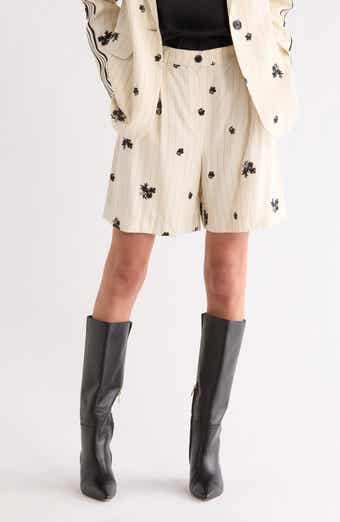 NVLT Floral Embroidered Pinstripe Shorts