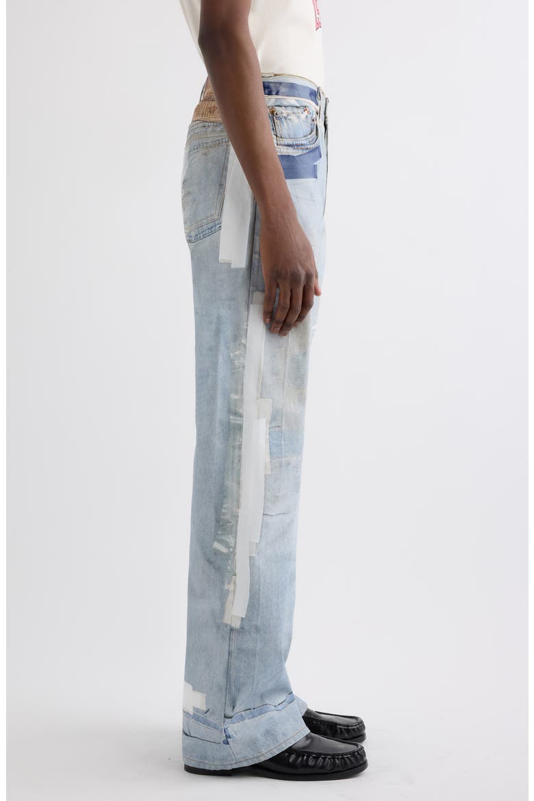 2021 Trompe l'Oeil Tape Loose Fit Wide Leg Jeans, Alternate, color, LIGHT BLUE