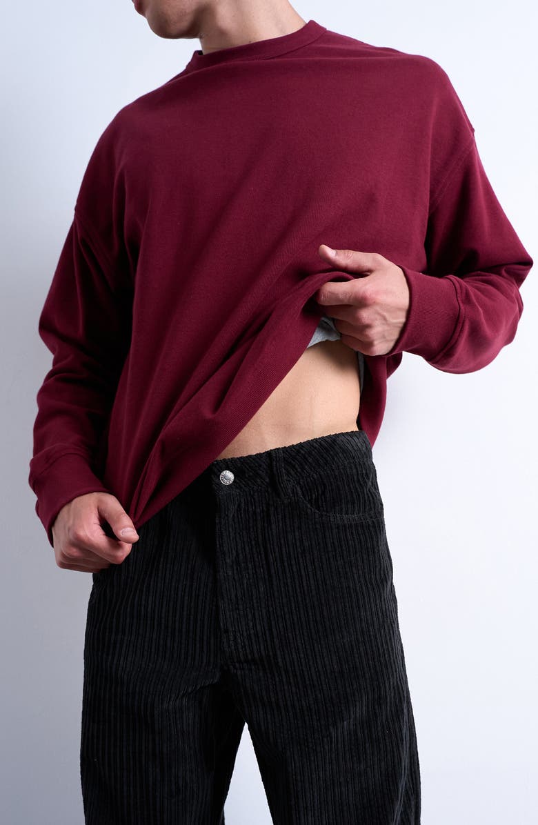 Topman Baggy Five-Pocket Wide Wale Corduroy Pants, Alternate, color, Black