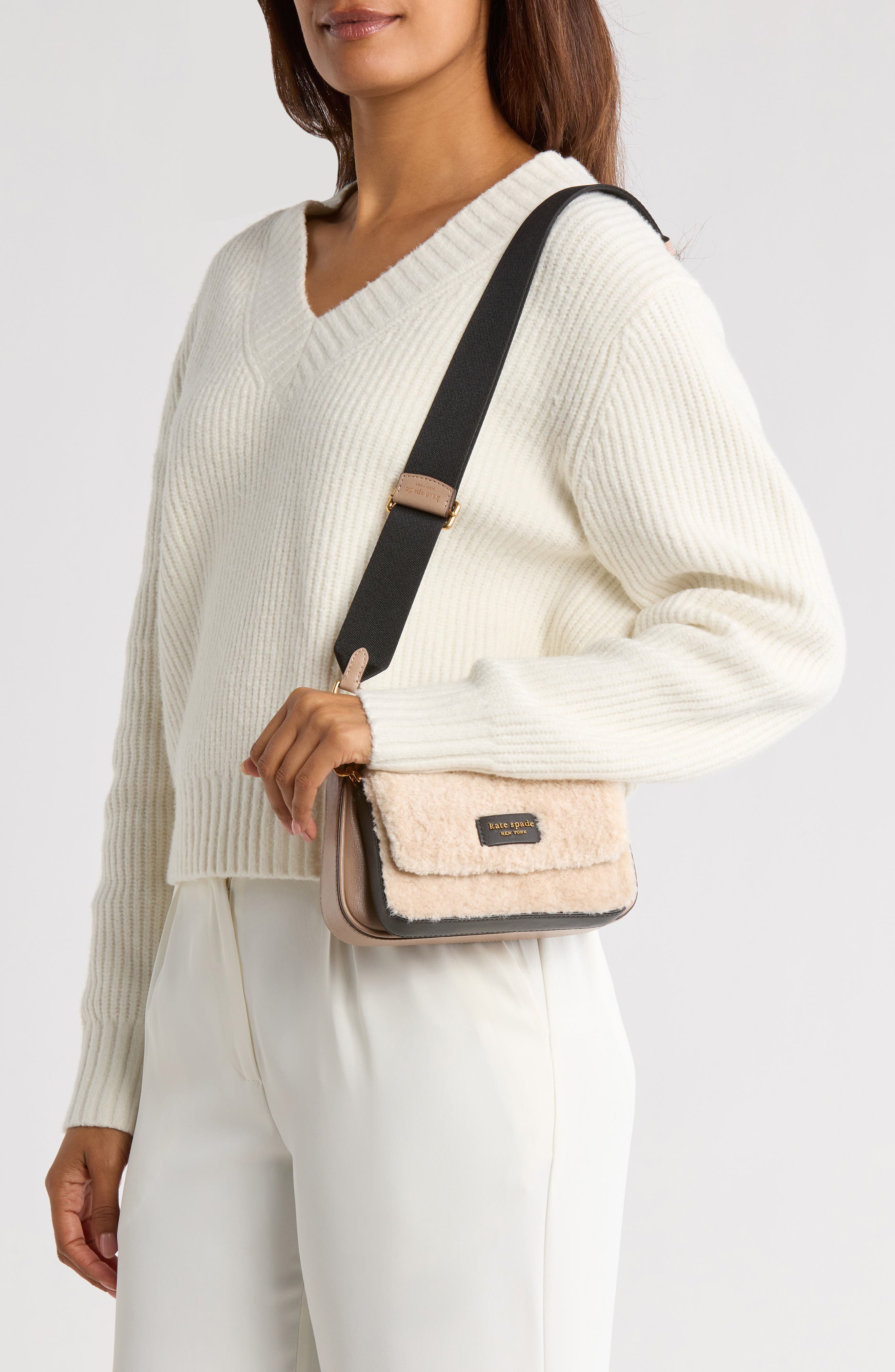 Kate Spade New York double up crossbody bag & faux shearling pouch, Alternate, color, 