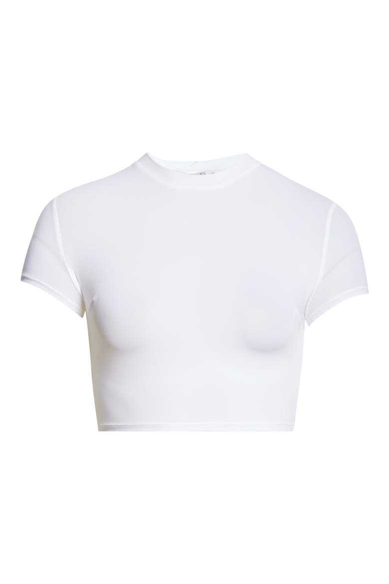 Semisheer Crop Top, Alternate, color, WHITE